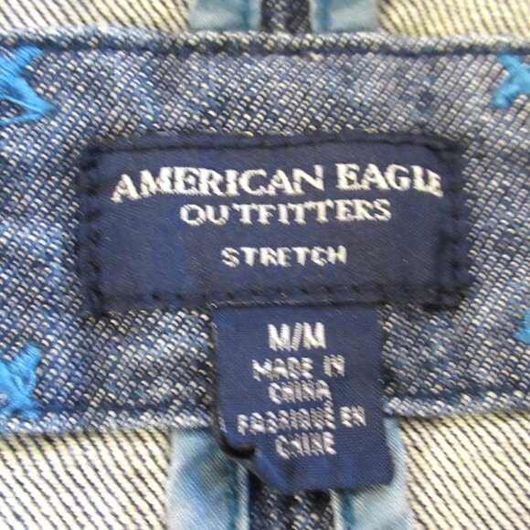 American Eagle Outfitters Women Blazer/Jacket Blue Jean/Denim Buttons Stretch - Picture 3 of 16